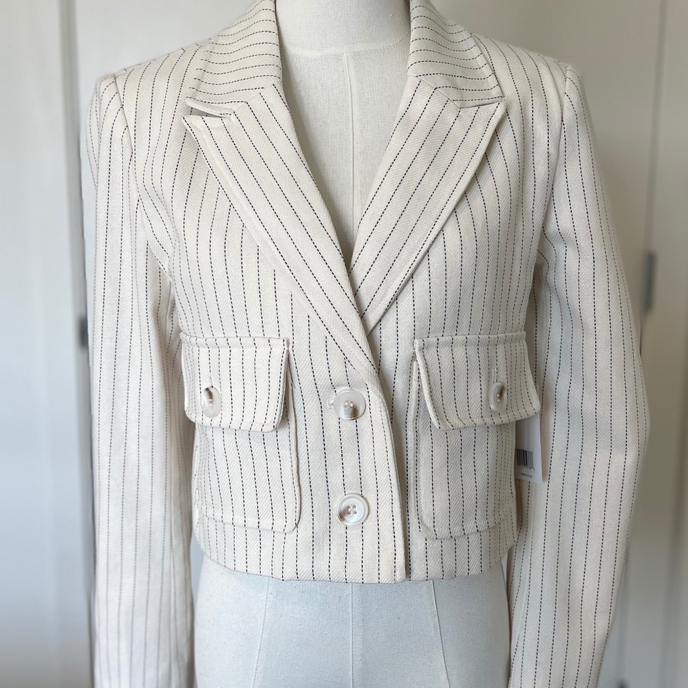 NWT JASON WU Women’s Striped Cropped Blazer - Size L